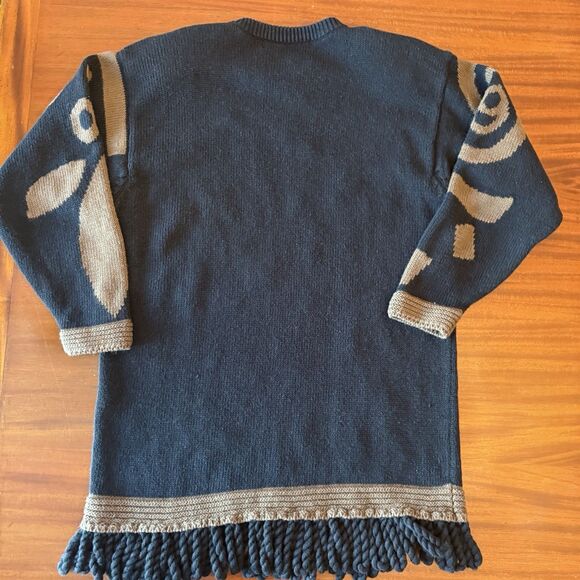 Vintage 90s I.B. Diffusion Geometric Sweater– Women’s Small Abstract Navy Brown - Picture 3 of 4